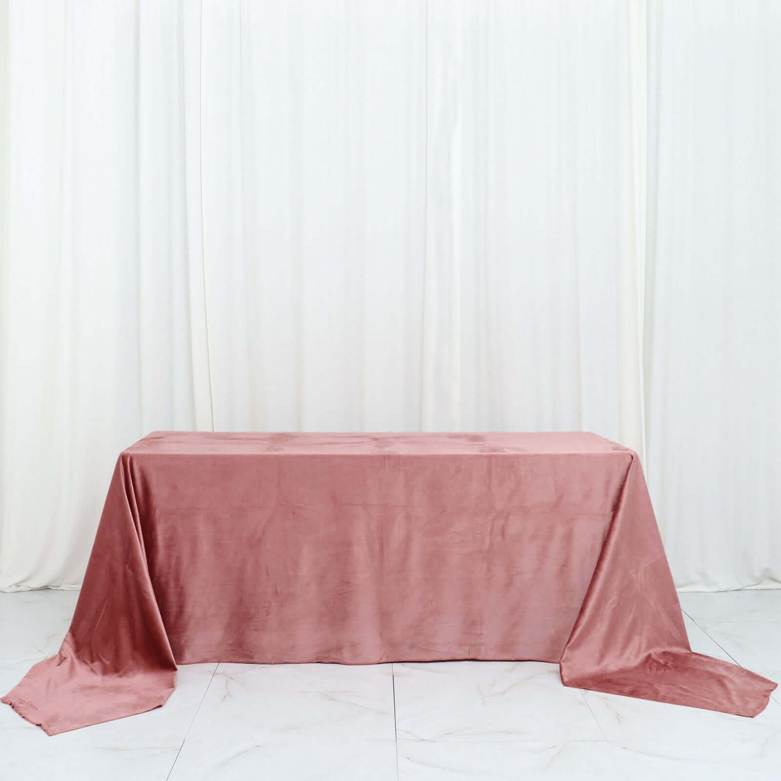 Premium Velvet 90"x156" Rectangle Tablecloth Dusty Rose - Reusable Soft & Seamless Table Cover