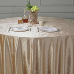 Premium Velvet 120" Round Tablecloth Champagne - Reusable Soft & Seamless Table Cover