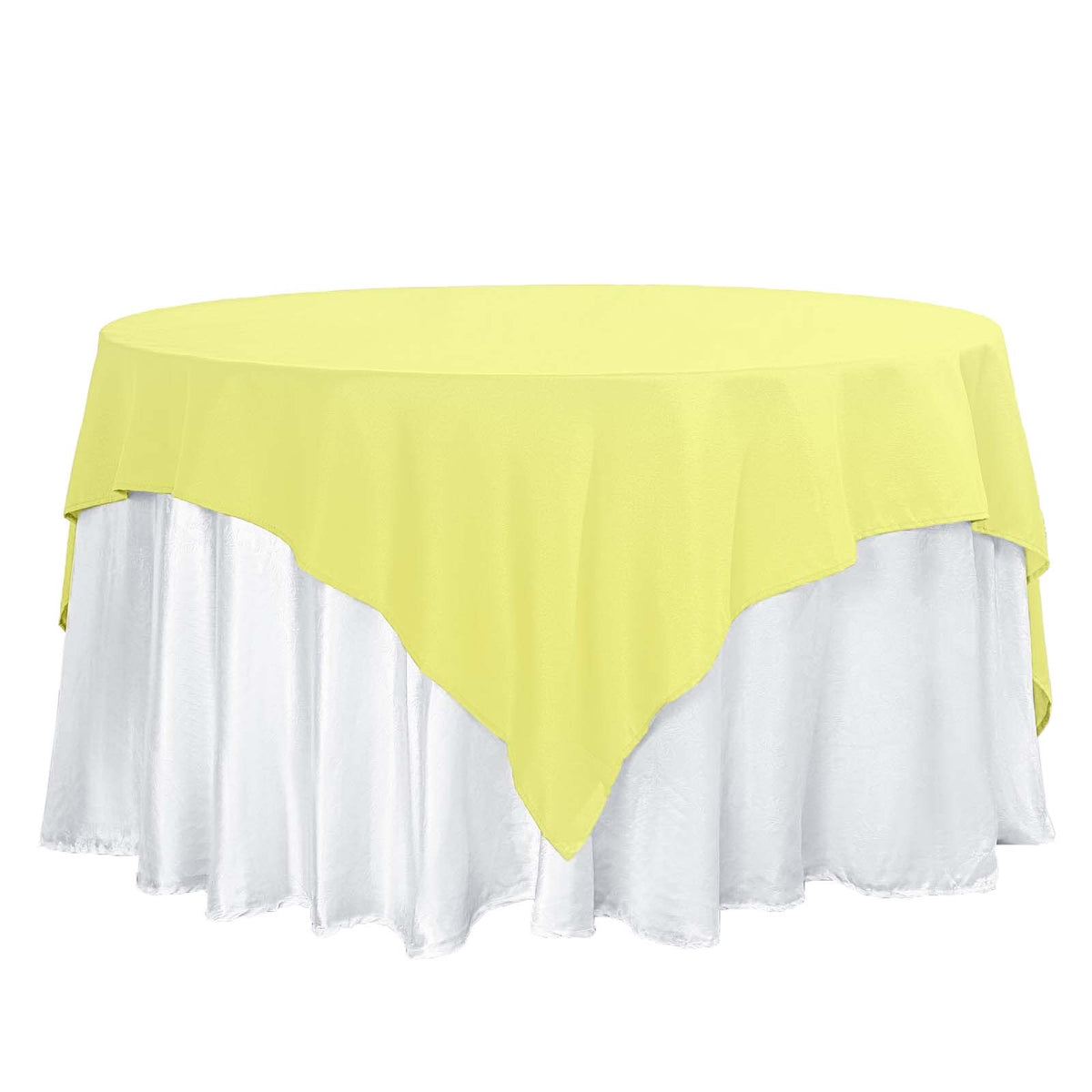 Polyester 70"x70" Table Overlay Square Tablecloth Yellow - Wrinkle-Resistant & Durable Table Cover