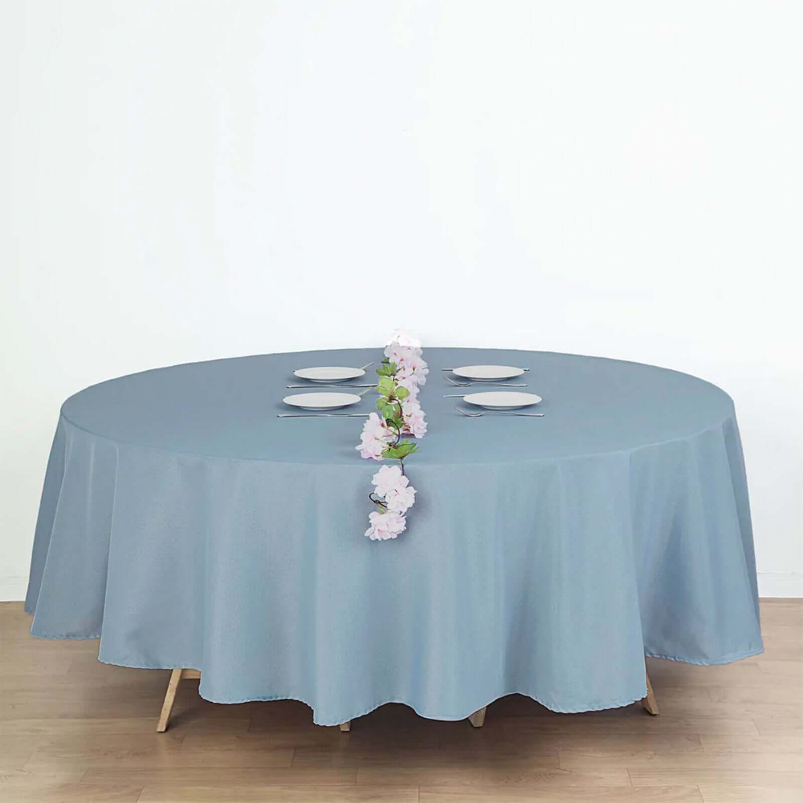 Polyester 90" Round Tablecloth Dusty Blue - Stain & Wrinkle-Resistant Table Cover