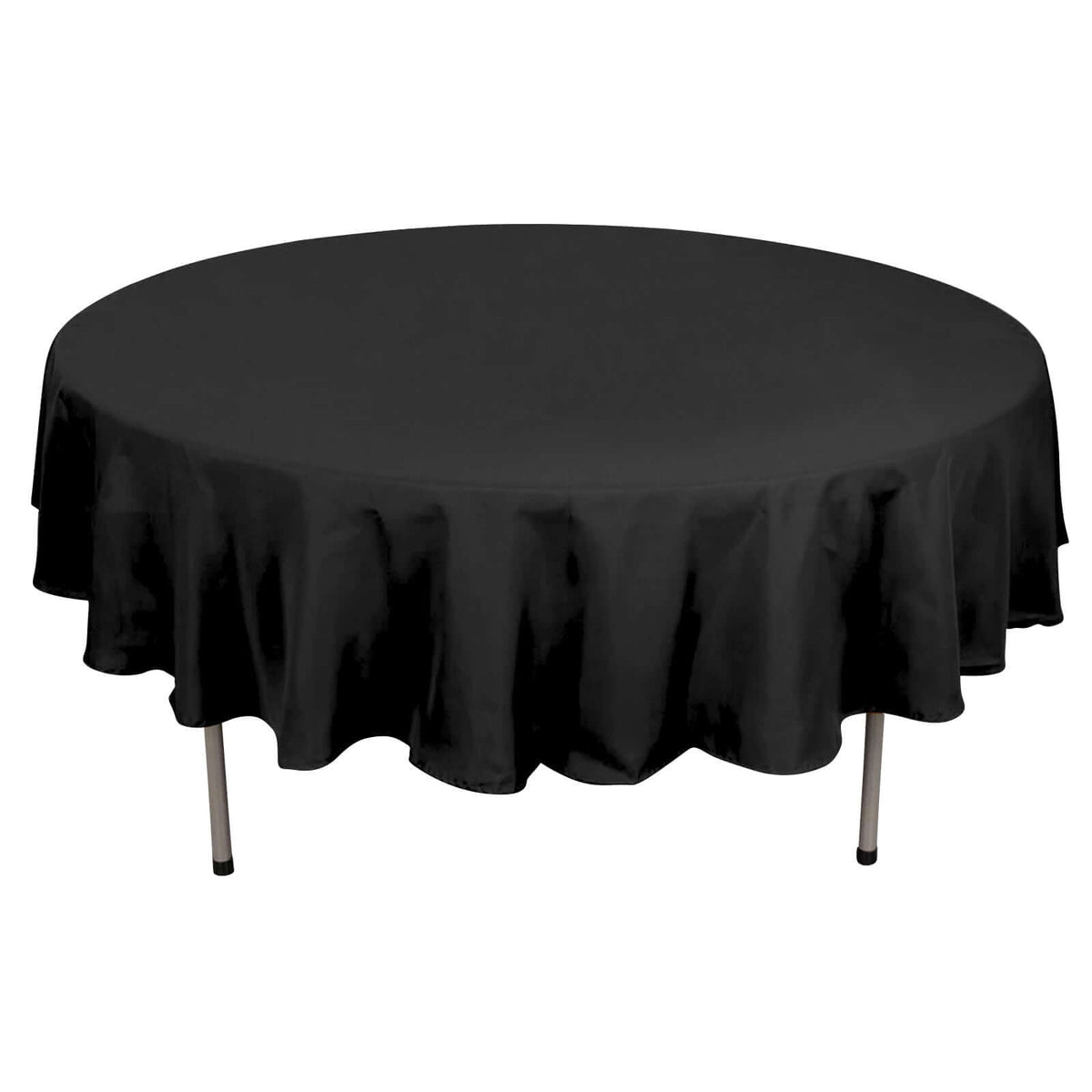 Polyester 90" Round Tablecloth Black - Stain and Wrinkle-Resistant Table Cover for Party & Gatherings