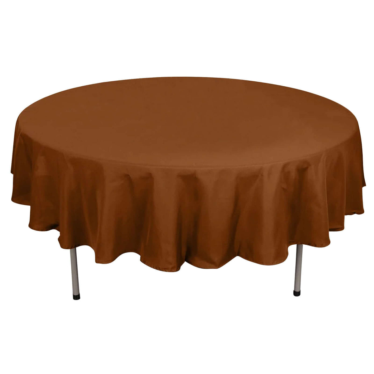 Polyester 90" Round Tablecloth Cinnamon Brown - Stain & Wrinkle-Resistant Table Cover