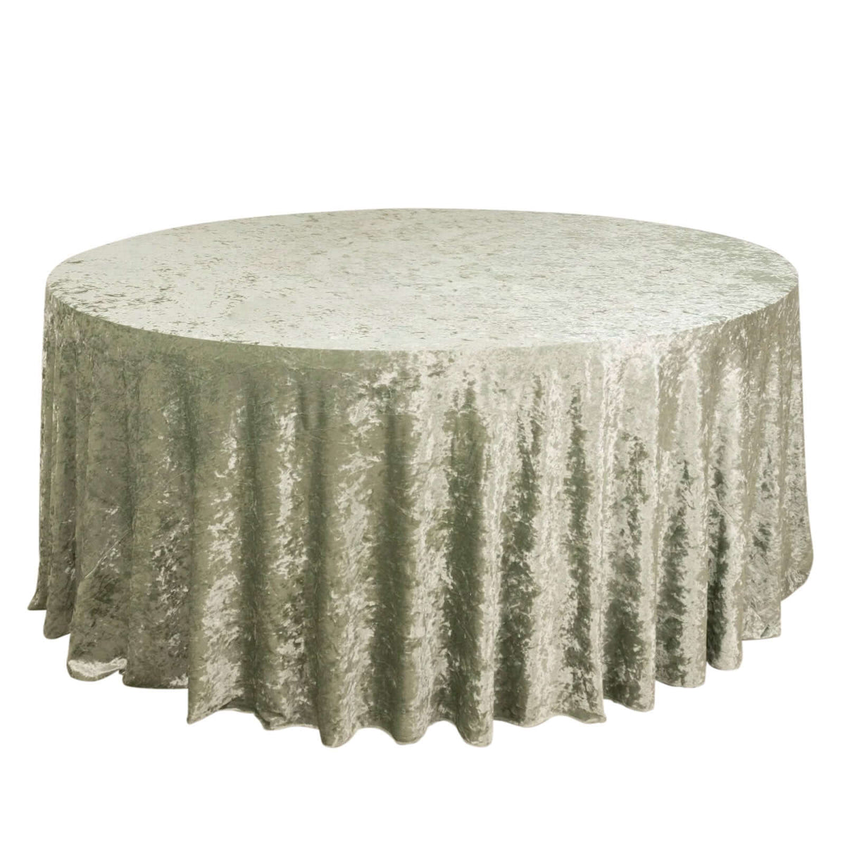 Premium Crushed Velvet 120" Round Tablecloth Sage Green - Reusable Soft & Stylish Seamless Table Cover