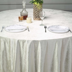 Premium Velvet 120" Round Tablecloth Ivory - Reusable Soft & Seamless Table Cover