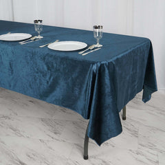 Premium Velvet 60"x102" Rectangle Tablecloth Navy Blue - Reusable & Soft Table Cover