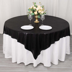 Polyester 72"x72" Table Overlay Square Tablecloth Black - Sequin Dots Wrinkle-Free Table Cover