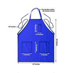 Royal Blue Premium Polyester Cooking Chef Apron with Adjustable Neck and Long Ties, Waterdrop Resistant 2 Pockets Unisex Kitchen Bib Apron