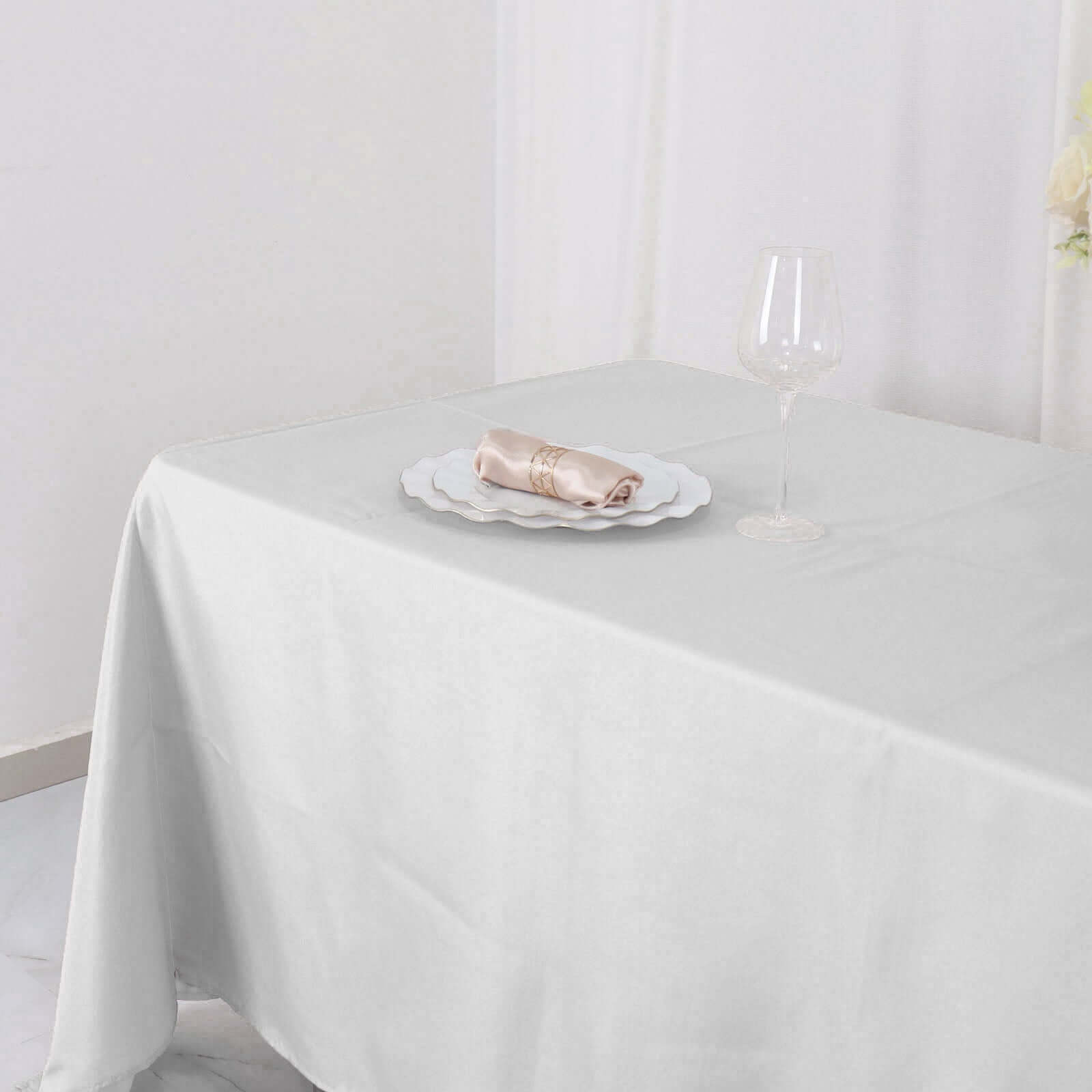 Polyester 72"x120" Rectangle Tablecloth White - Durable and Stylish Table Cover for Events