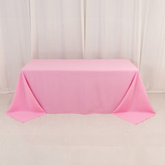 Premium Polyester 90"x132" Rectangle Tablecloth Pink - Seamless 220GSM Stain-Resistant Table Cover