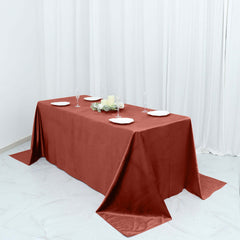 Premium Velvet 90"x132" Rectangle Tablecloth Terracotta (Rust) - Reusable Soft & Seamless Table Cover