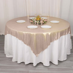 Polyester 72"x72" Table Overlay Square Tablecloth Blush - Sequin Dots Wrinkle-Free Table Cover