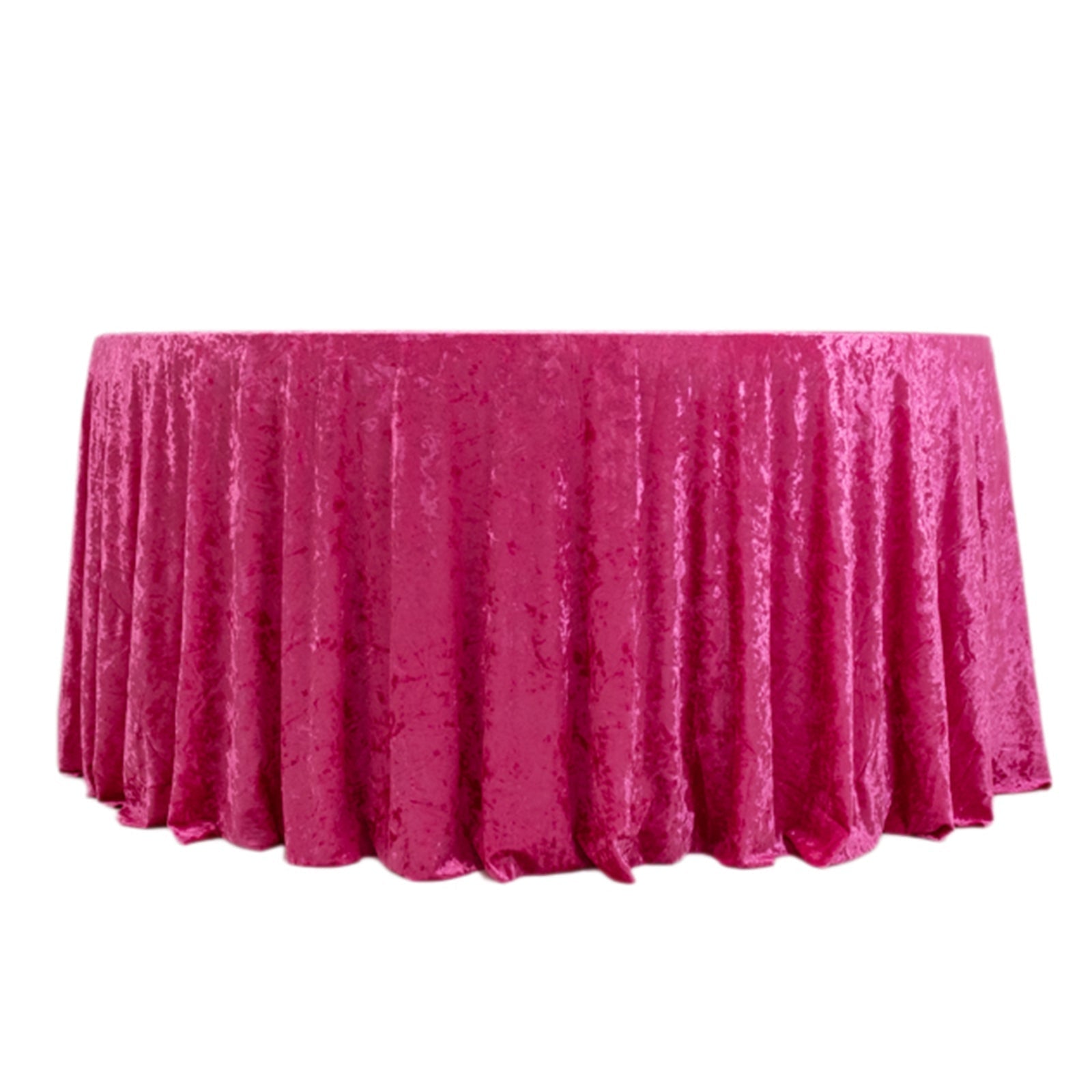 Premium Crushed Velvet 120" Round Tablecloth Fuchsia - Reusable Soft & Stylish Seamless Table Cover