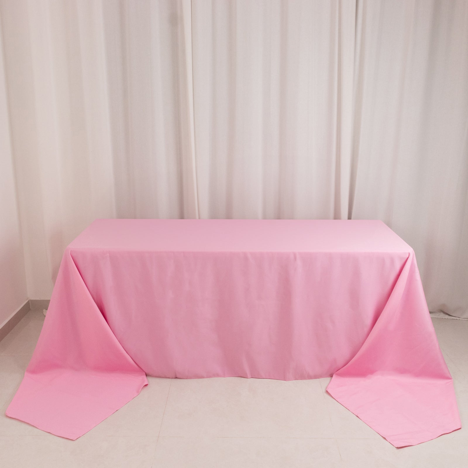 Premium Polyester 90"x156" Rectangle Tablecloth Pink - Seamless 220GSM Stain-Resistant Table Cover