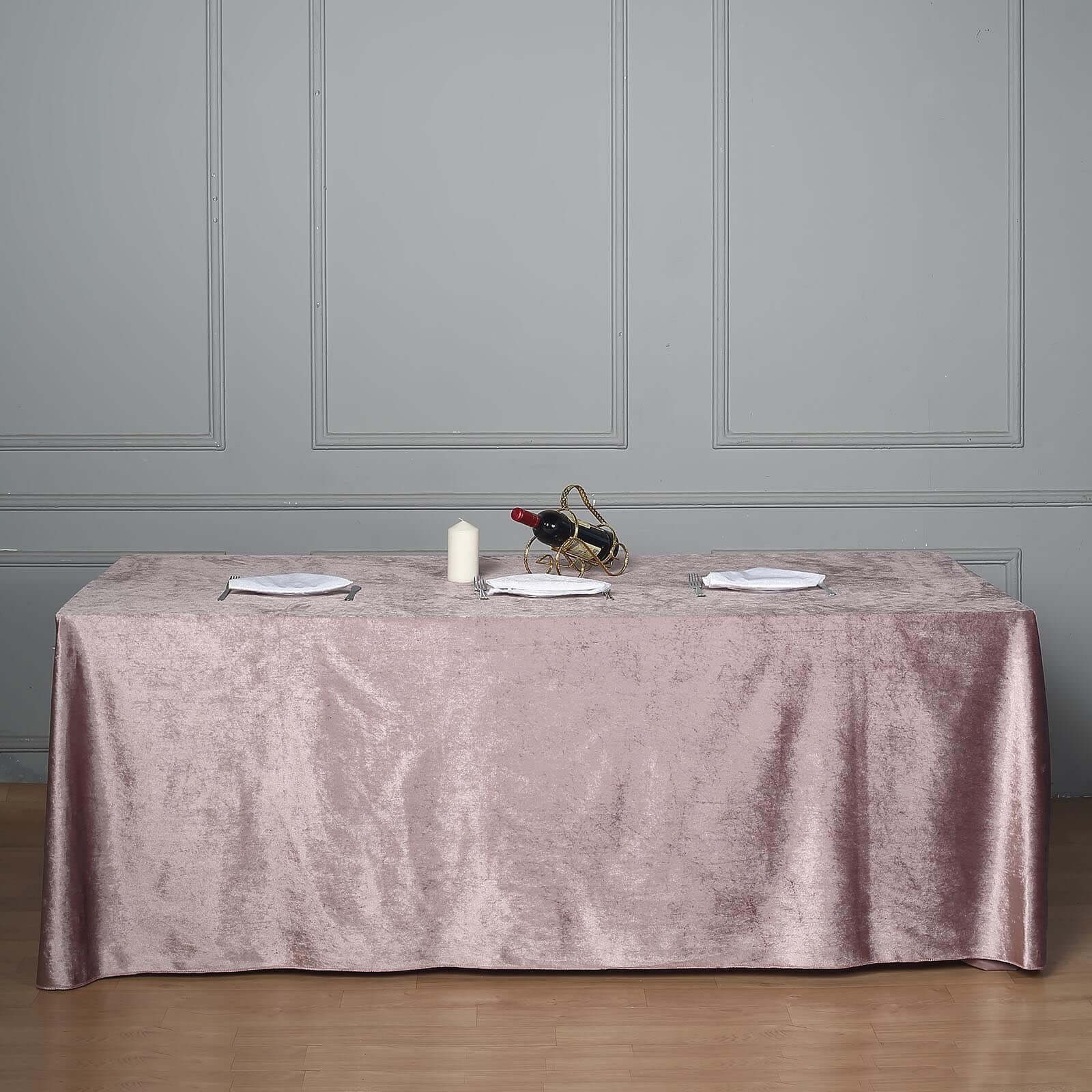 Premium Velvet 90"x156" Rectangle Tablecloth Mauve - Reusable Soft & Seamless Table Cover