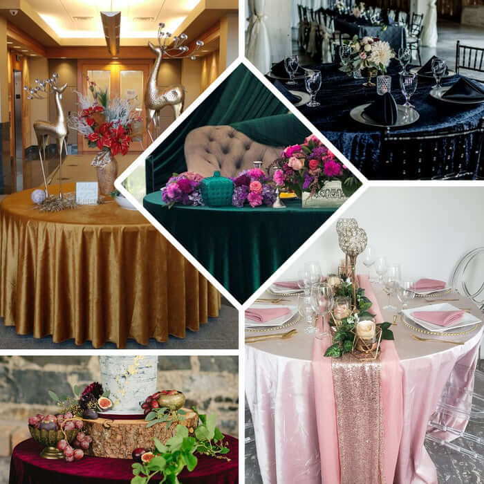 Premium Crushed Velvet 120" Round Tablecloth Sage Green - Reusable Soft & Stylish Seamless Table Cover