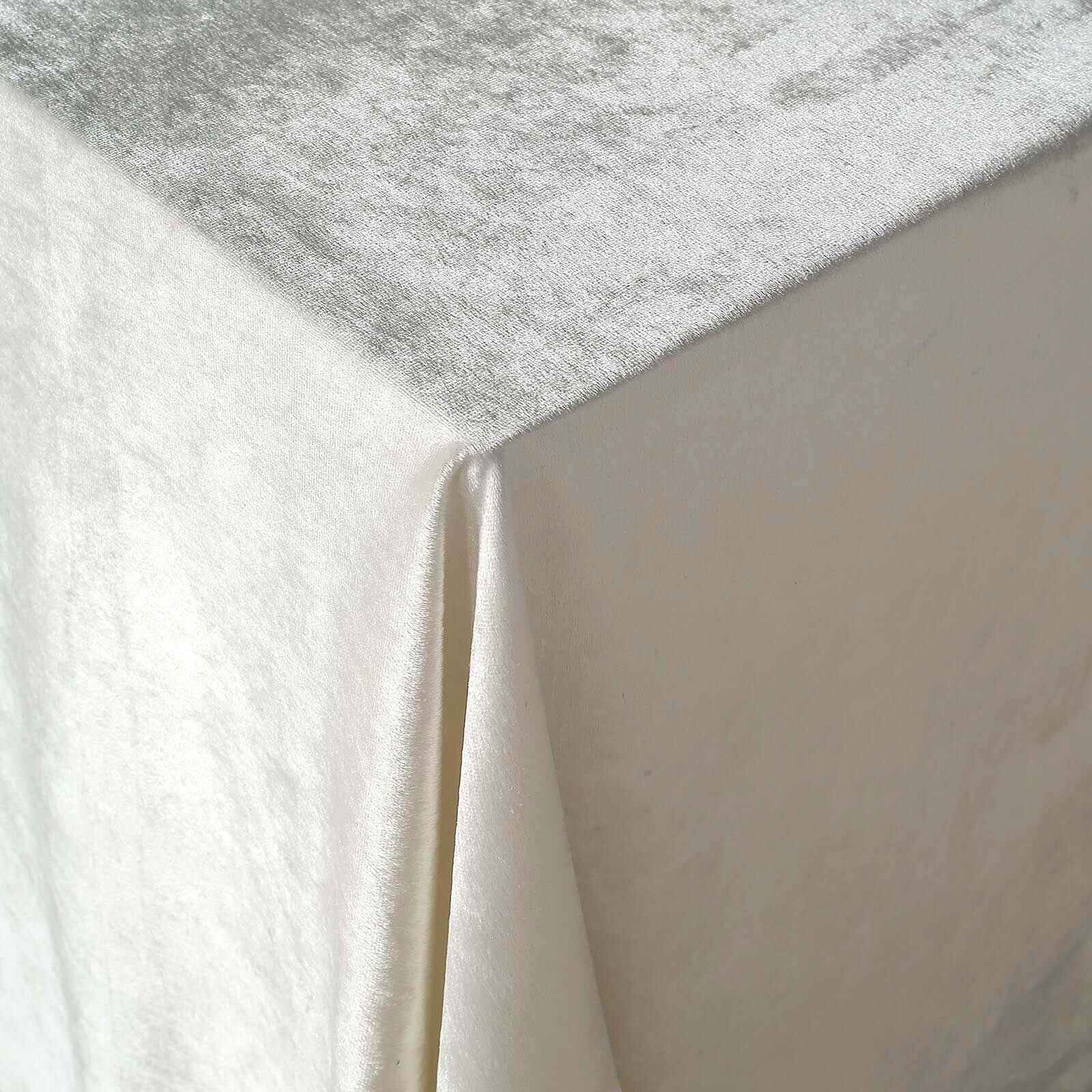 Premium Velvet 90"x156" Rectangle Tablecloth Ivory - Reusable Soft & Seamless Table Cover