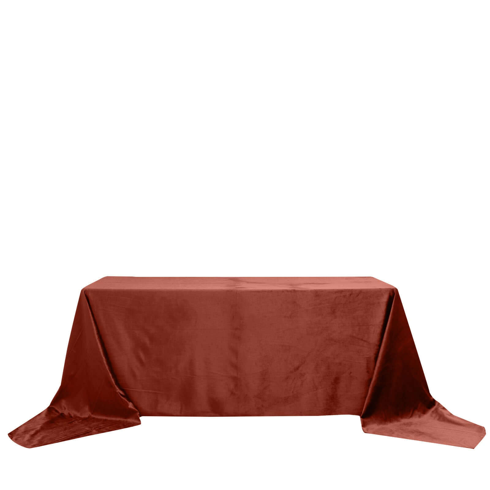 Premium Velvet 90"x156" Rectangle Tablecloth Terracotta (Rust) - Reusable Soft & Seamless Table Cover