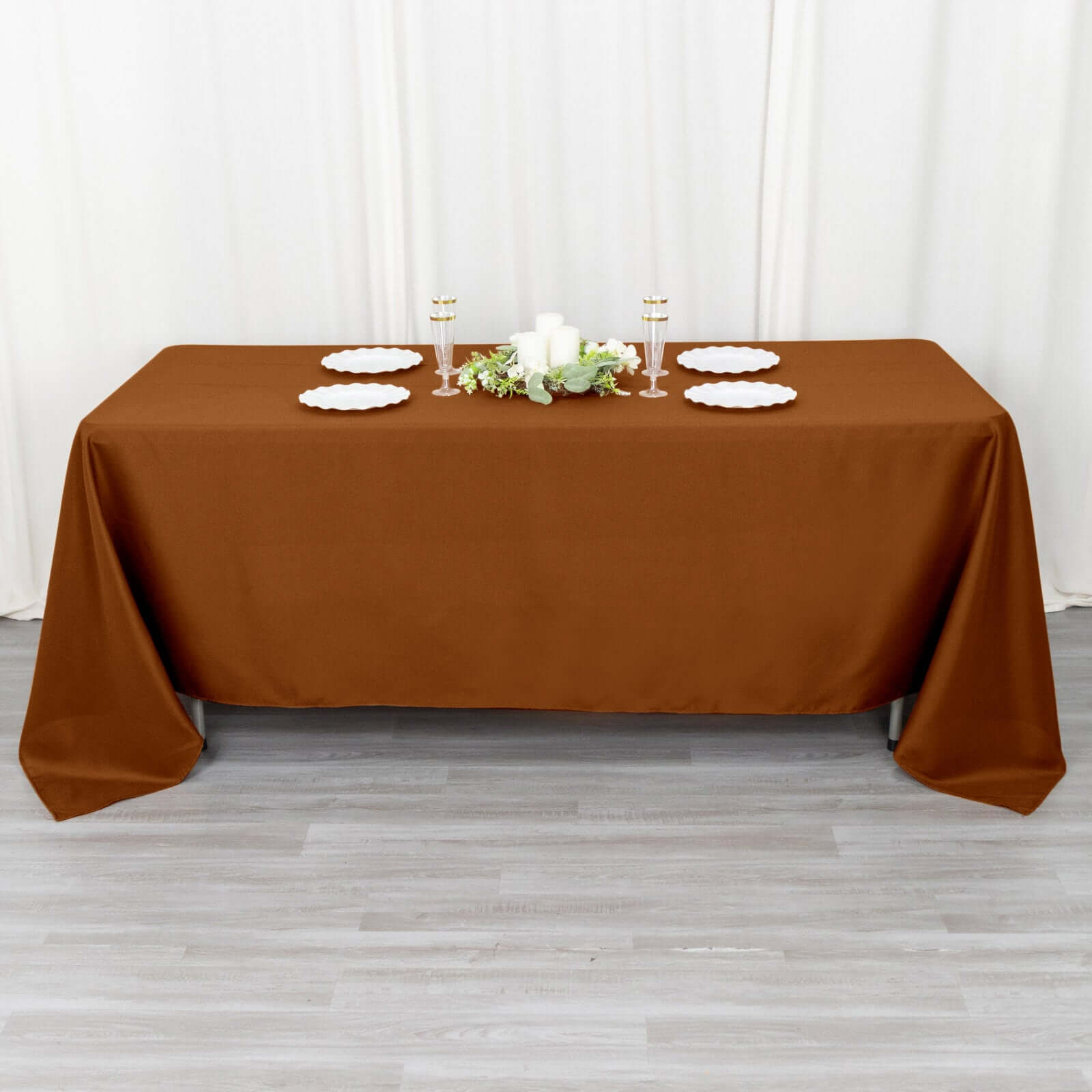 Polyester 72"x120" Rectangle Tablecloth Cinnamon Brown - Durable and Stylish Table Cover
