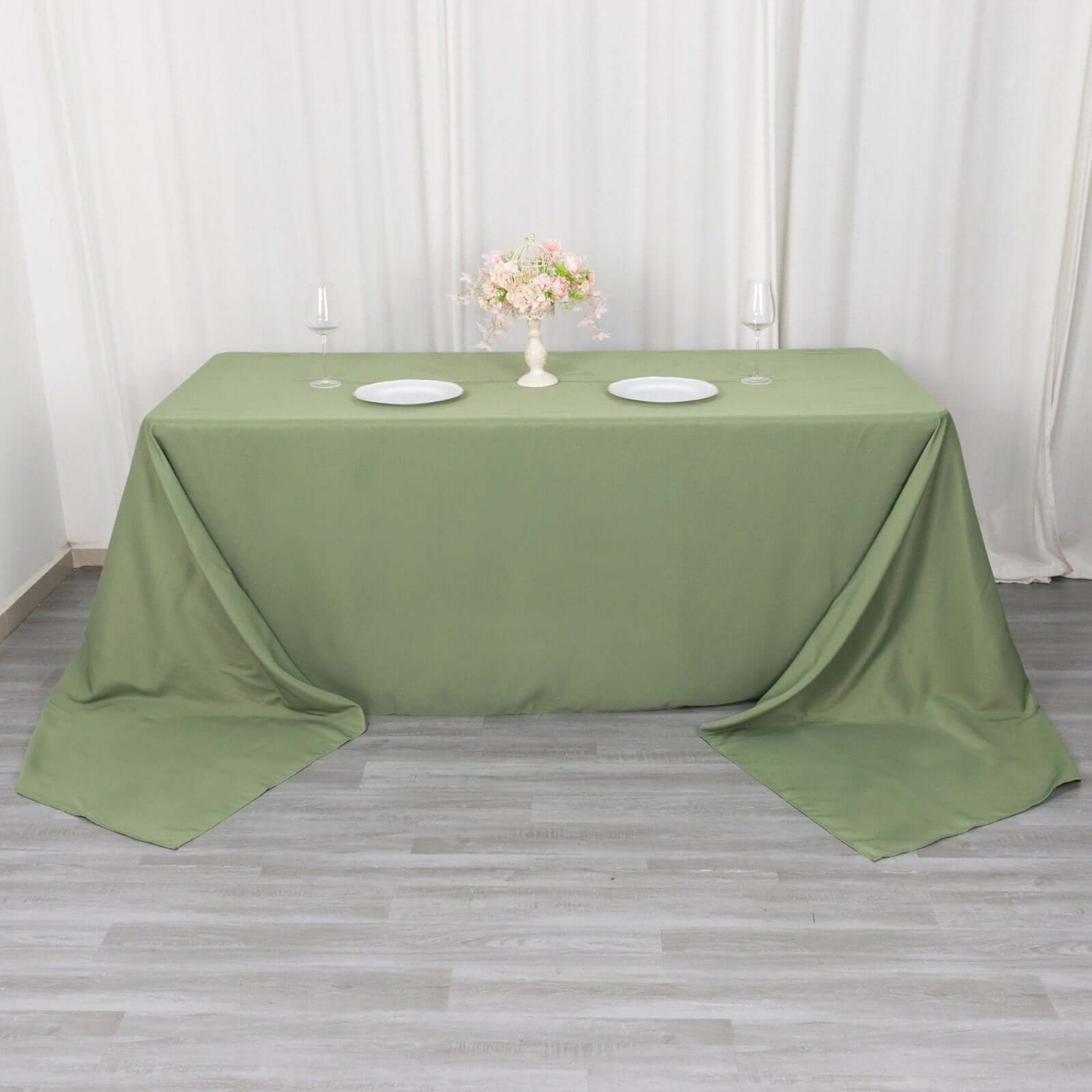 Premium Polyester 90"x156" Rectangle Tablecloth Dusty Sage Green - Seamless 220GSM Stain-Resistant Table Cover