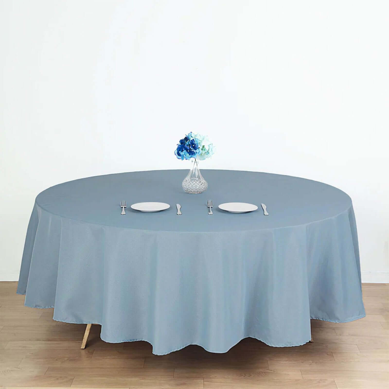 Polyester 90" Round Tablecloth Dusty Blue - Stain & Wrinkle-Resistant Table Cover
