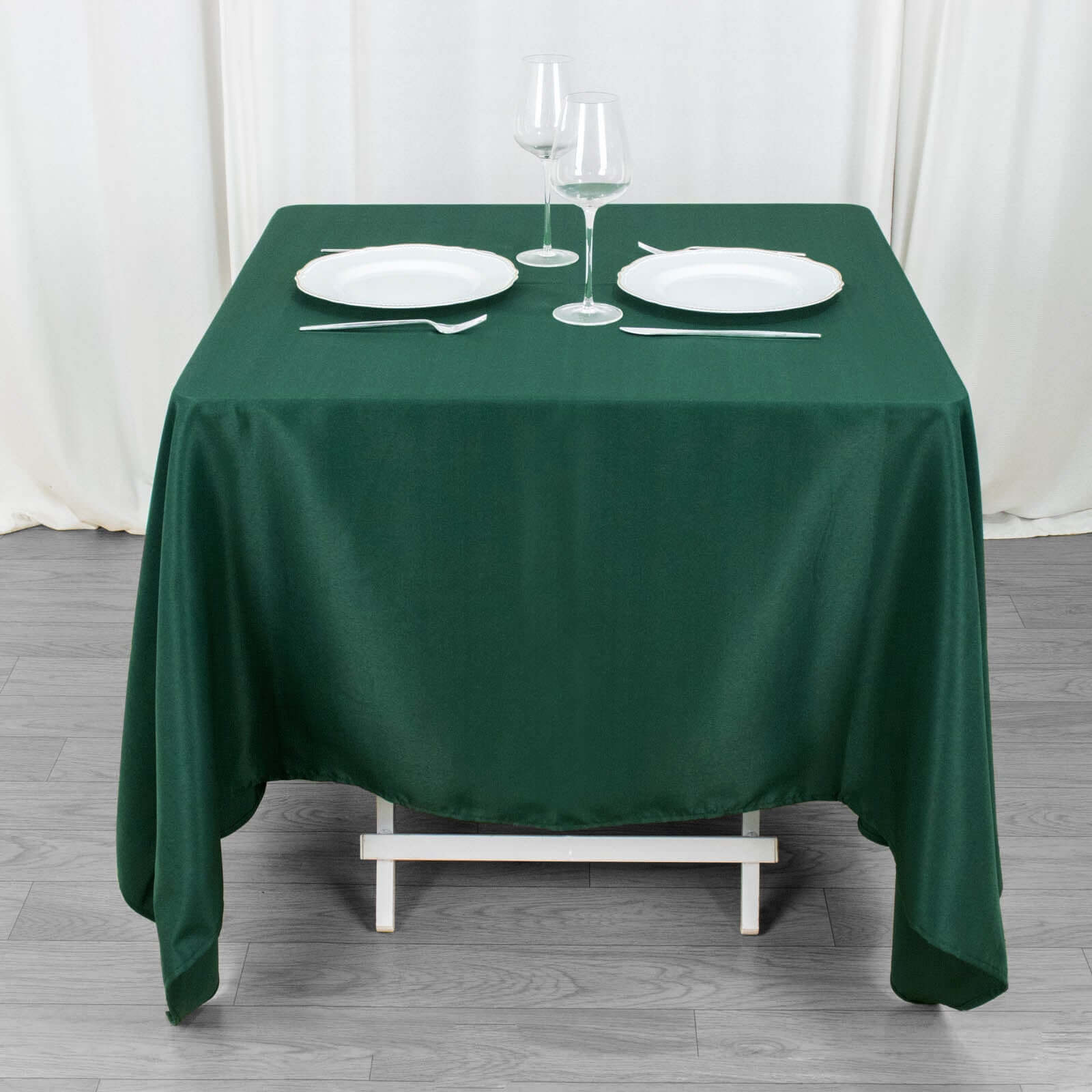 Premium Polyester Square Tablecloth 70"x70" Hunter Emerald Green 220GSM Wrinkle-Resistant Table Cover