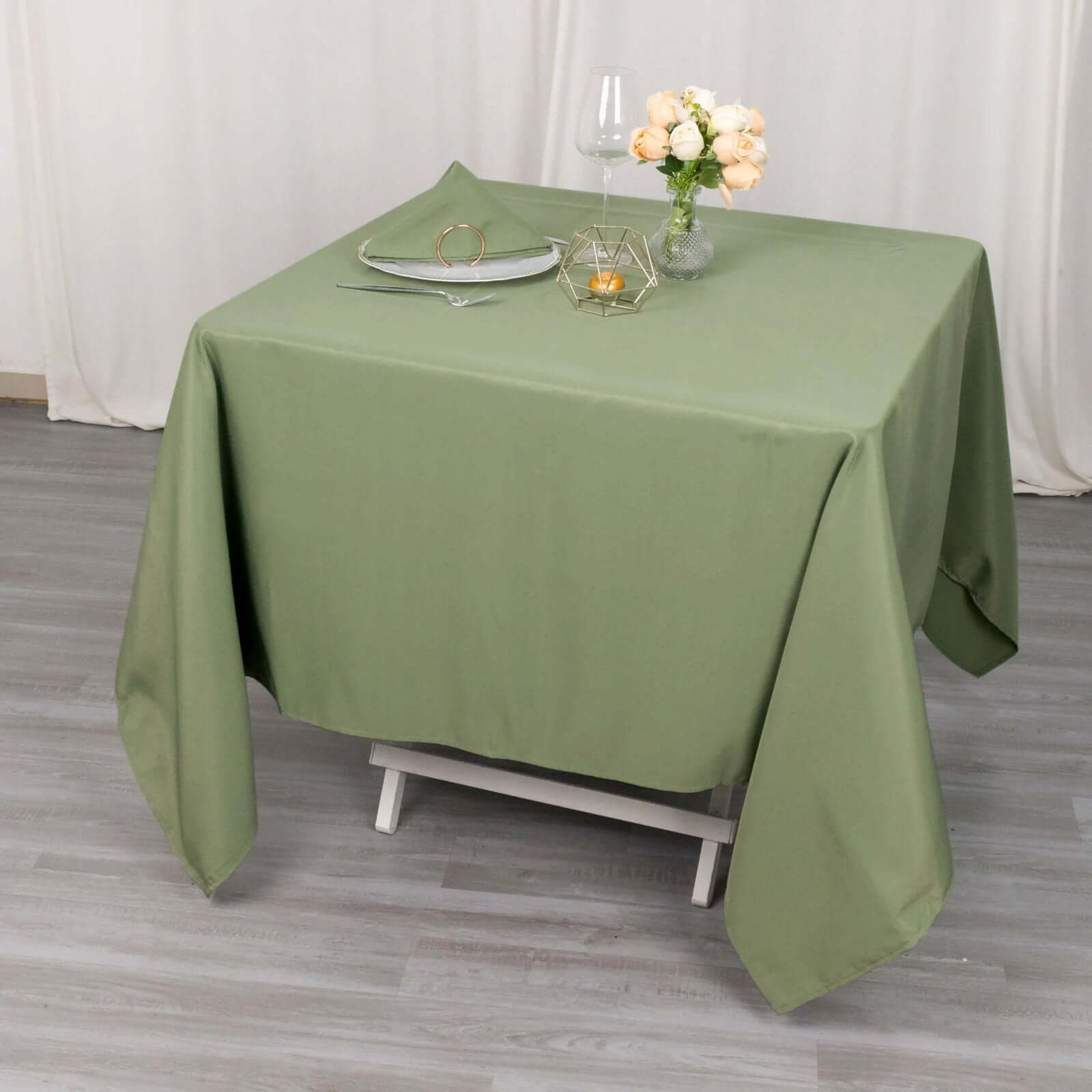 Premium Polyester Square Tablecloth 70"x70" Dusty Sage Green - 220GSM Wrinkle-Resistant Table Cover