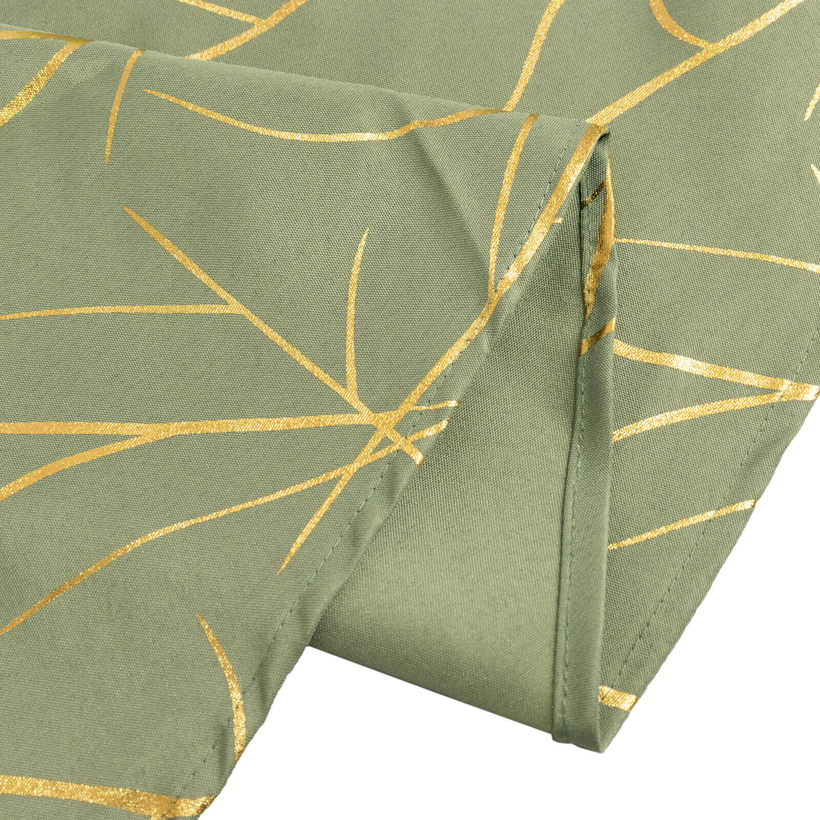 Polyester 90"x132" Rectangle Tablecloth Dusty Sage Green with Gold Foil Tree Branch Pattern - Wrinkle-Resistant Seamless Table Cover
