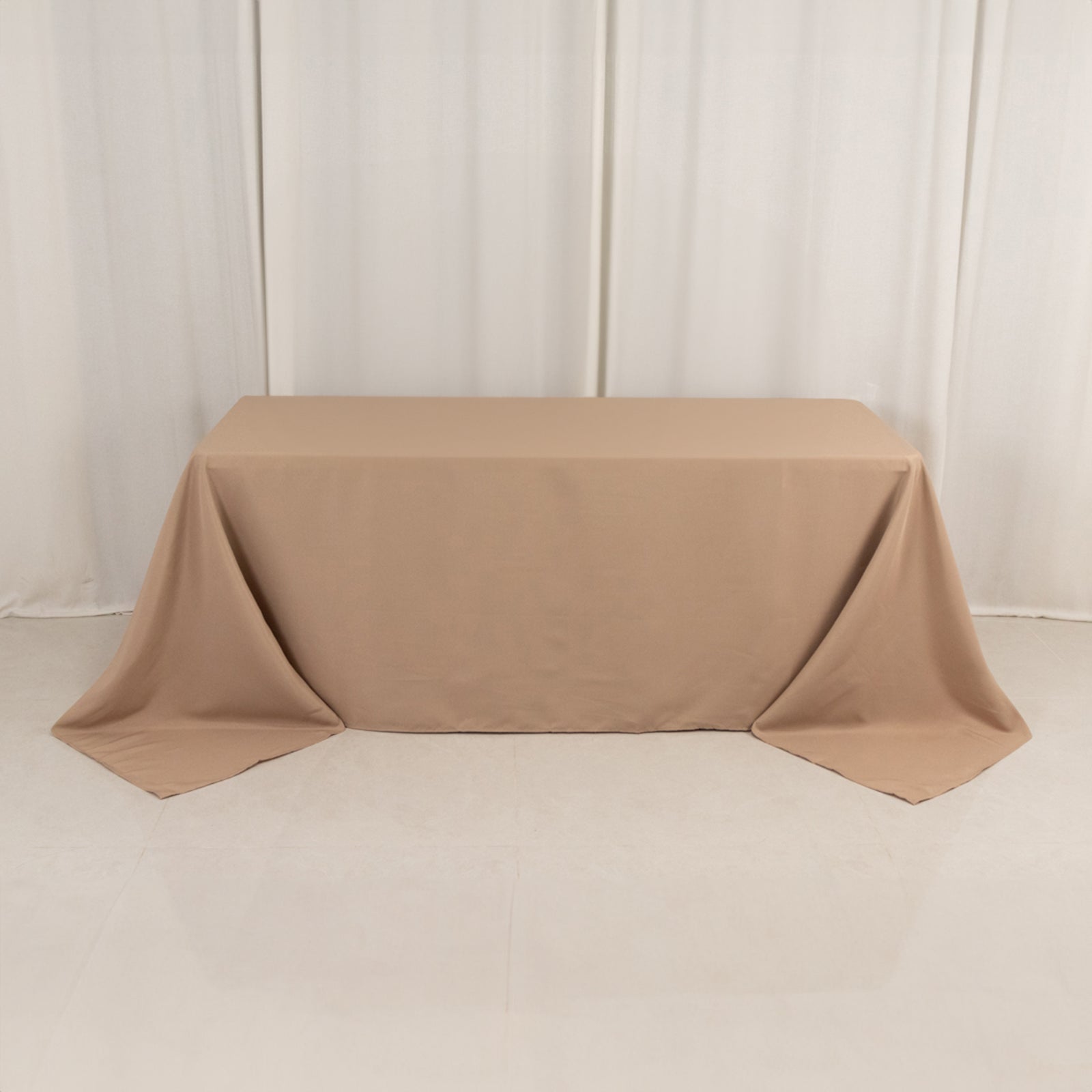 Premium Polyester 90"x132" Rectangle Tablecloth Nude - Seamless 220GSM Stain-Resistant Table Cover