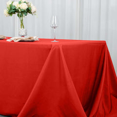 Premium Polyester 90"x132" Rectangle Tablecloth Red - Seamless 220GSM Stain-Resistant Table Cover