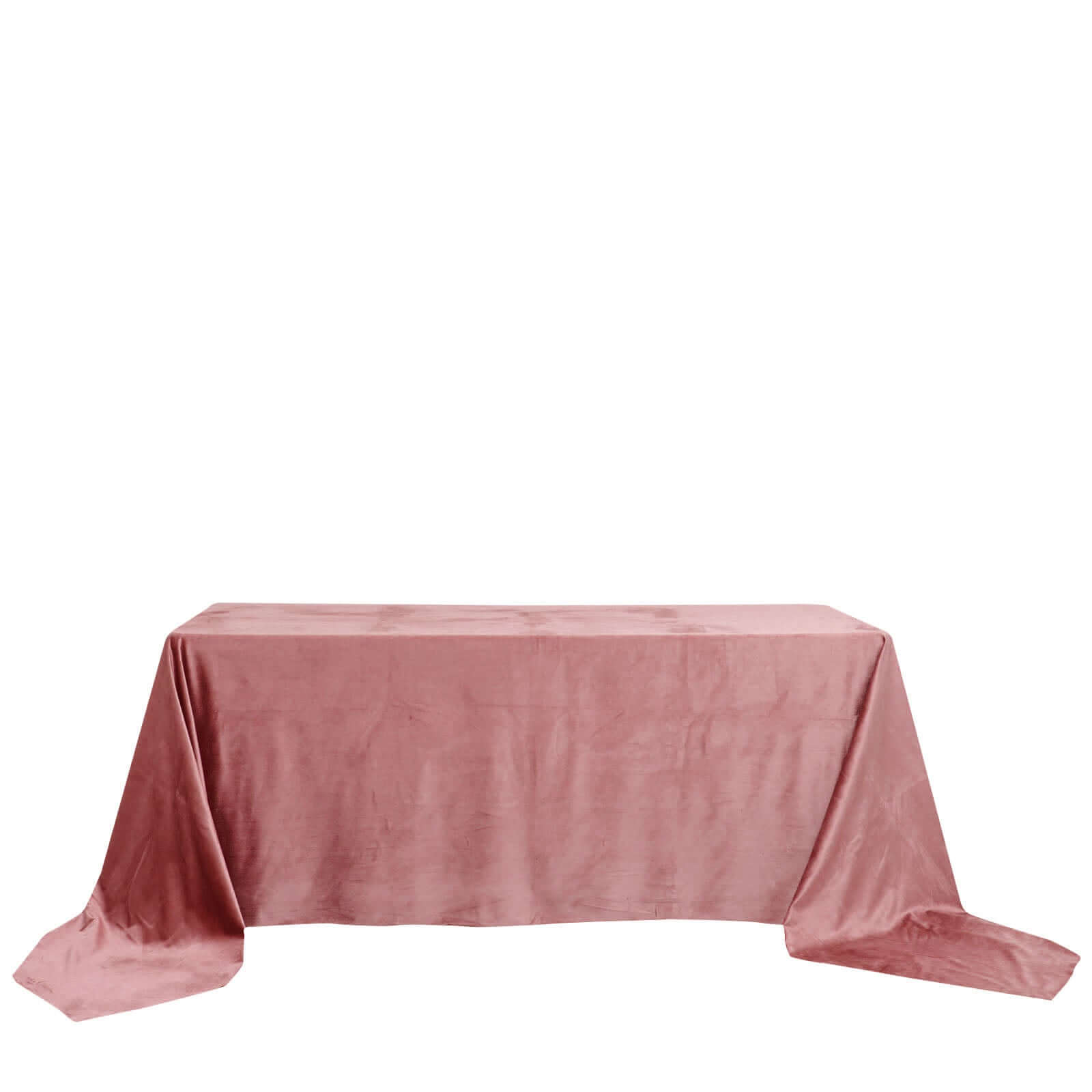 Premium Velvet 90"x156" Rectangle Tablecloth Dusty Rose - Reusable Soft & Seamless Table Cover