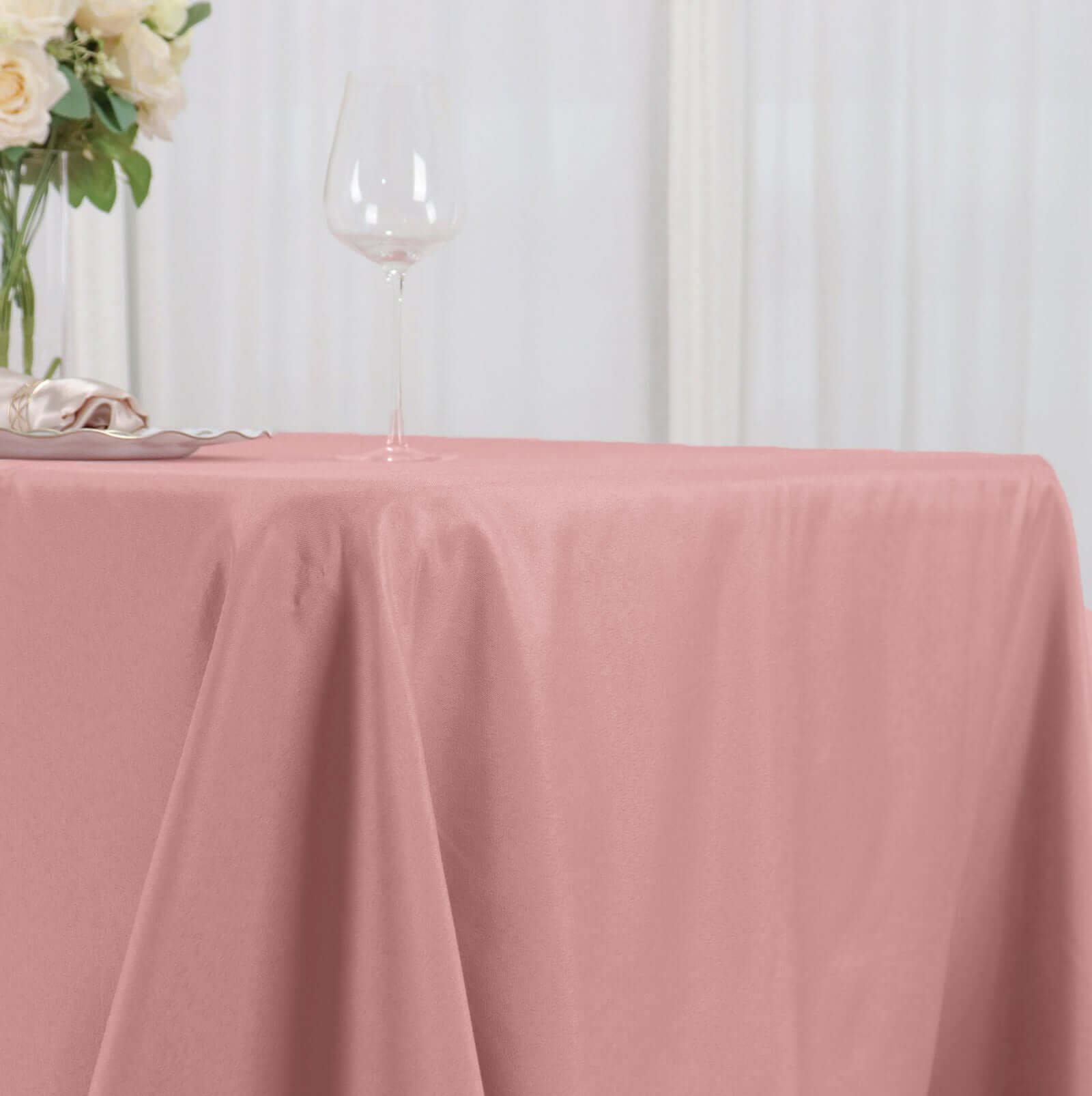 Polyester 72"x120" Rectangle Tablecloth Dusty Rose - Durable and Stylish Table Cover