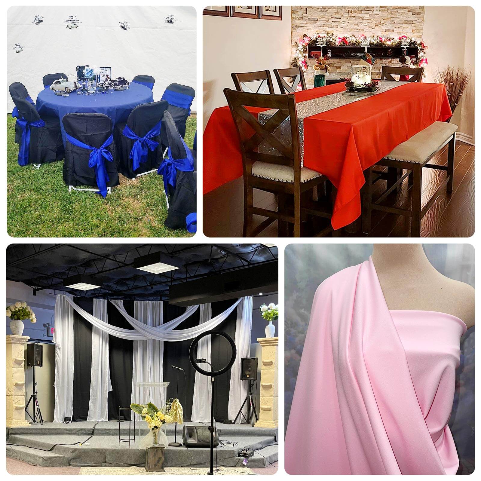 Royal Blue Scuba Polyester Fabric Roll, Wrinkle Free DIY Craft Fabric Bolt- 60"x10 Yards