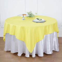 Polyester 70"x70" Table Overlay Square Tablecloth Yellow - Wrinkle-Resistant & Durable Table Cover