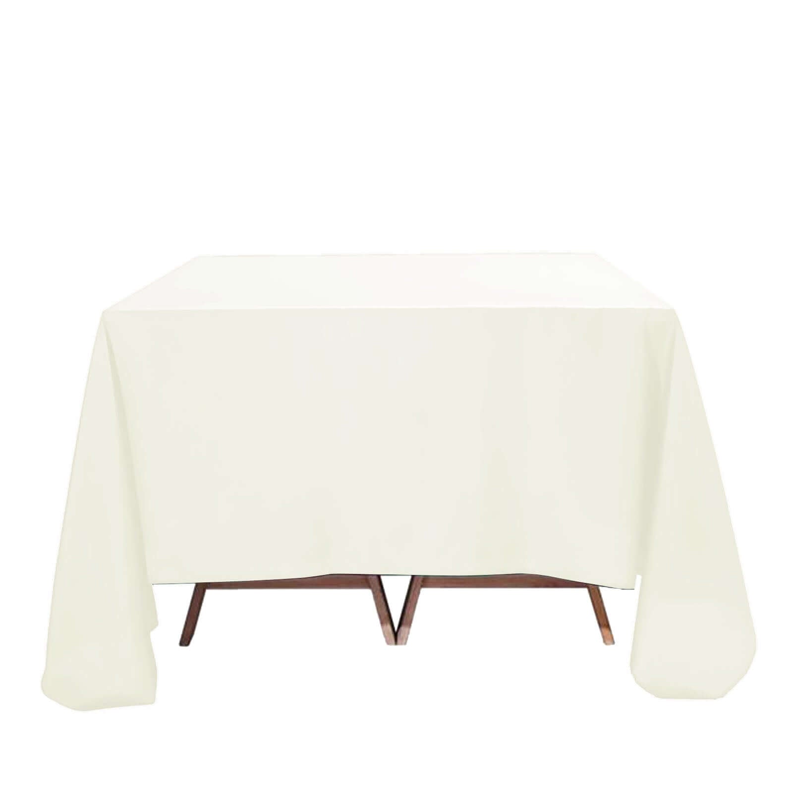 Premium Polyester 90"x90" Table Overlay Square Tablecloth Ivory 220GSM Wrinkle-Resistant Table Cover