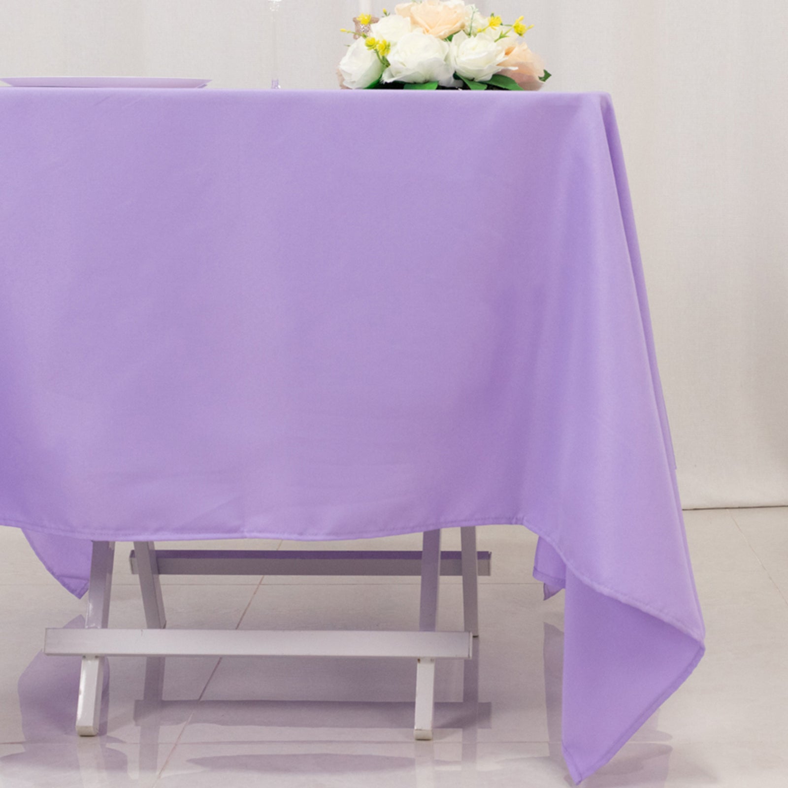 Premium Polyester Square Tablecloth 70"x70" Lavender Lilac 220GSM Wrinkle-Resistant Table Cover