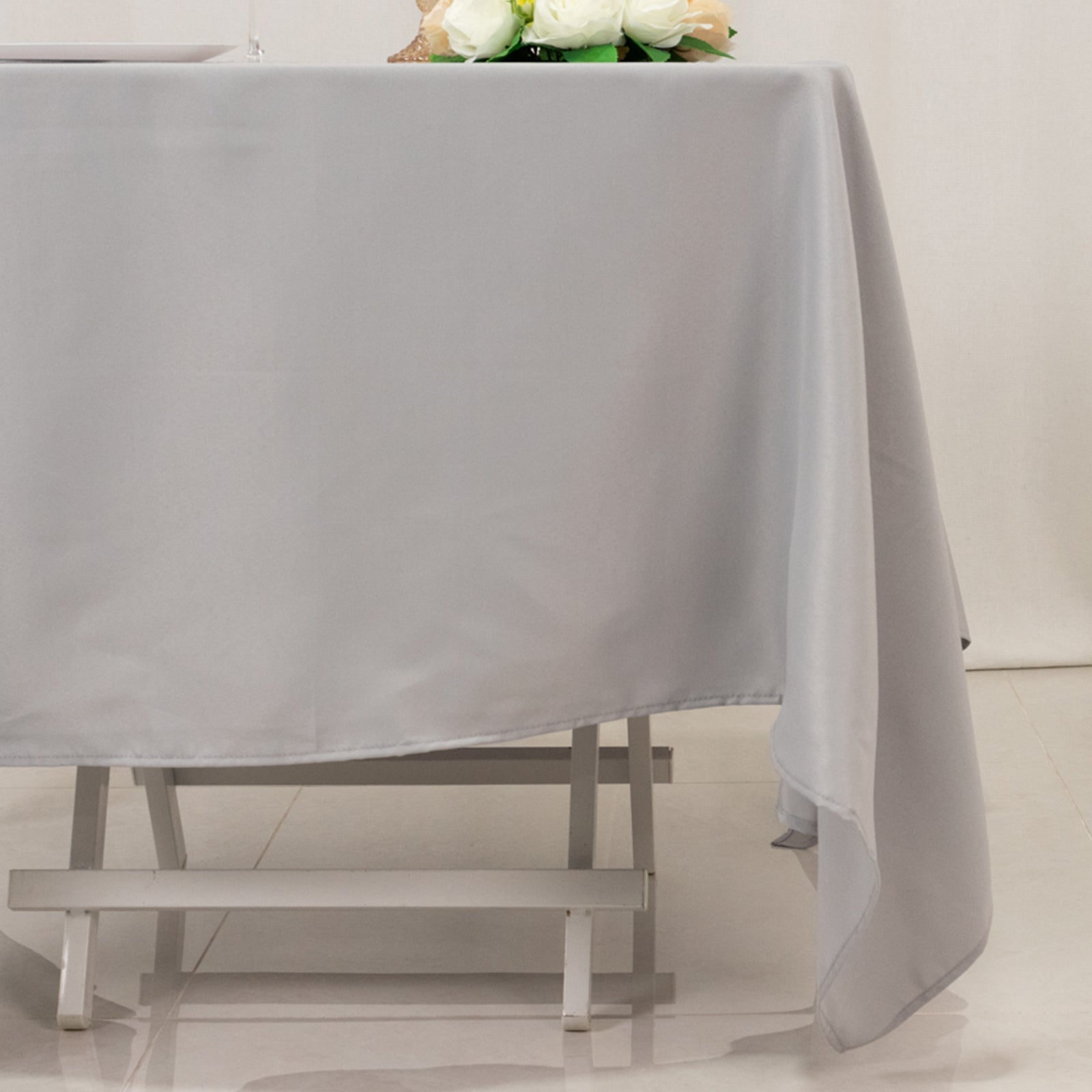 Premium Polyester Square Tablecloth 70"x70" Silver 220GSM Wrinkle-Resistant Table Cover