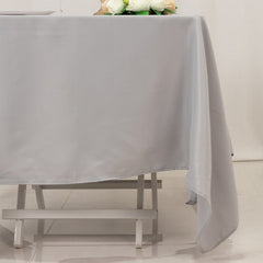 Premium Polyester Square Tablecloth 70"x70" Silver 220GSM Wrinkle-Resistant Table Cover